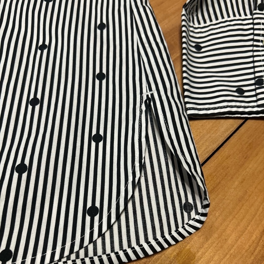 Talbots Black and White Striped Women's Blouse size L - Picture 8 of 12